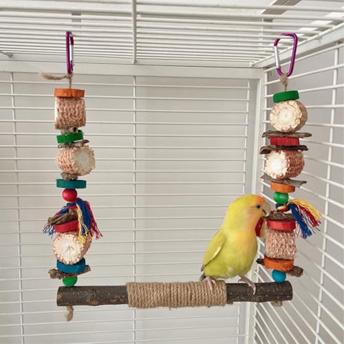 Bird Toys Plataforma de balanço de papagaio e poleiros de pássaros, periquito para mastigar em pé, a