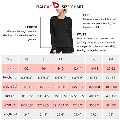 BALEAF Women's Thermal Fleece Tops Long Sleeve Running Athletic t-Shirt with Thumbholes Zipper Pocket Black Size L
