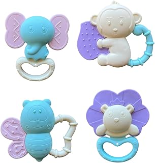 Kit Mordedor Chocalho Bebê Brinquedo para Bebê Menino Menina 4 meses Brinquedo Educativo Colorido Bebê Certificado Inmetro