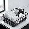 Kitsure dish drying rack space saving dish rack dish racks for kitchen counter stainless steel kitchen drying rack with a cutlery holder 12w x 15l black  urban country home decor