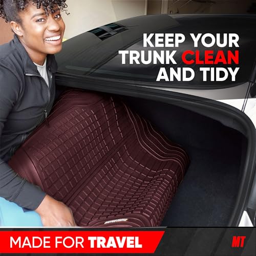 Image of Motor Trend FlexTough Rear Cargo Mat - Heavy-Duty Trimmable Car Trunk Mat for Back of SUV, Universal Rear Cargo Liner for SUV, Flexible Trunk Liner, Automotive Floor Mats & Cargo Liners (Burgundy)