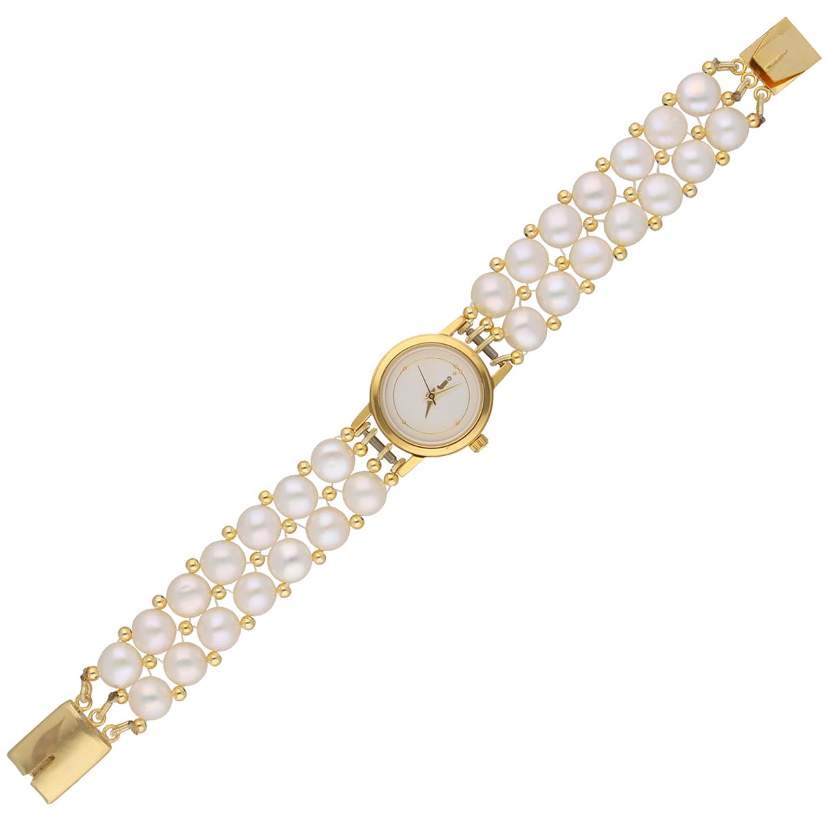 Sri Jagdamba Pearls Dealer Analogue Gold Dial Womens Watch for Women and Girls | Everlasting Gold Plated Quartz Watch | White Button Freshwater Pearl 4-5MM | with Certificate of Authenticity (B00EL8UNAY) Amazon Price History, Amazon Price Tracker
