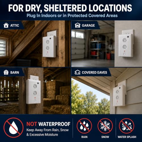 Image of Plug-in Bat Repellent for Attics, 10-70kHz Ultrasonic Rodent Deterrent
