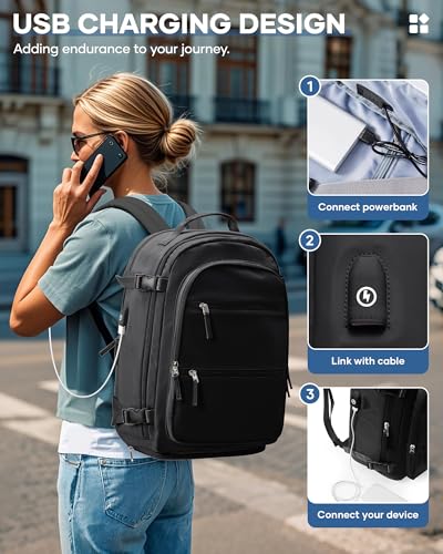 Large Travel Vacuum Backpack, 32L Backpack With Vacuum Seal, 15.6 Inch Waterproof Business Laptop Backpack with USB Charging Port for Women & Men, Vacuum Pump Included, Black3