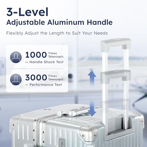 Image of ALPHA CAMP Trunk Luggage 24 Inch with Aluminum Frame Zipperless Suitcase | Medium Checked Thickened 3-Layer PC Hardshell with TSA Lock,Charging Port, Cup Holder and Spinner Wheels for Domestic Travel