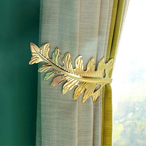 Bitray Curtain Tiebacks Gold Vintage Big Leaf Design Curtain Holdbacks Curtain Drapery Holdbacks Tie Back Hook -2Pcs #TOP4