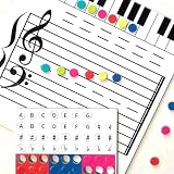 Phefop Dry Erase Music Staff White Boards, Magnetic Double Sided Music Staff Whiteboard with 70 Magnets Piano...