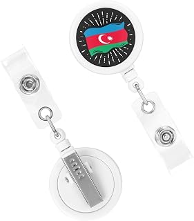 Vintage Azerbaijan Azerbaijani Retractable Badge Holder Funny Badge Reel Retractable with ID Clip for Office, School, Women, Men