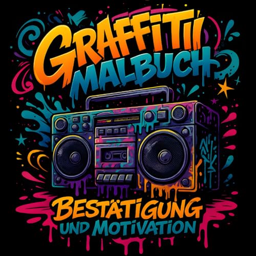 Graffiti-Malbuch | mit Affirmations- und Motivationswoertern | Malbuch mit 50 kreativen und coolen Strassenbildern fuer Kinder a