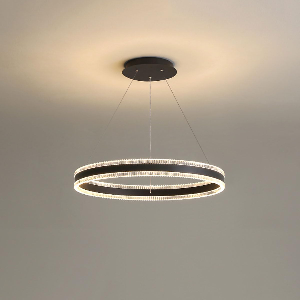 LYMSXAZOU Modern LED Chandelier, Black Ceiling Light For Dining Room, 50W Dimmable Pendant Light, Hanging Lmap Bedroom Living Room Foyer Bedroom, 3000K-6000K
