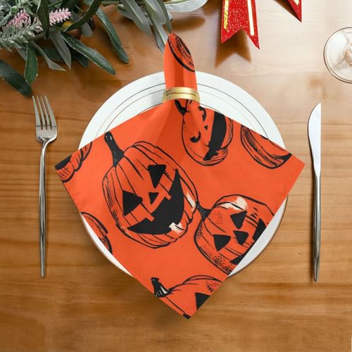 Servilletas de Tela Halloween Calabaza Multicolor Pack 6 miniatura 3