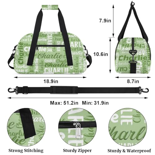 Personalized Dance Bag Duffel Bag for Girl, Custom Gym Bag Sport Duffel Bag, Ballet Bag Gymnastics Bag Cheerleader Weekender Bags Travel Bag for Kids Green Text Name2