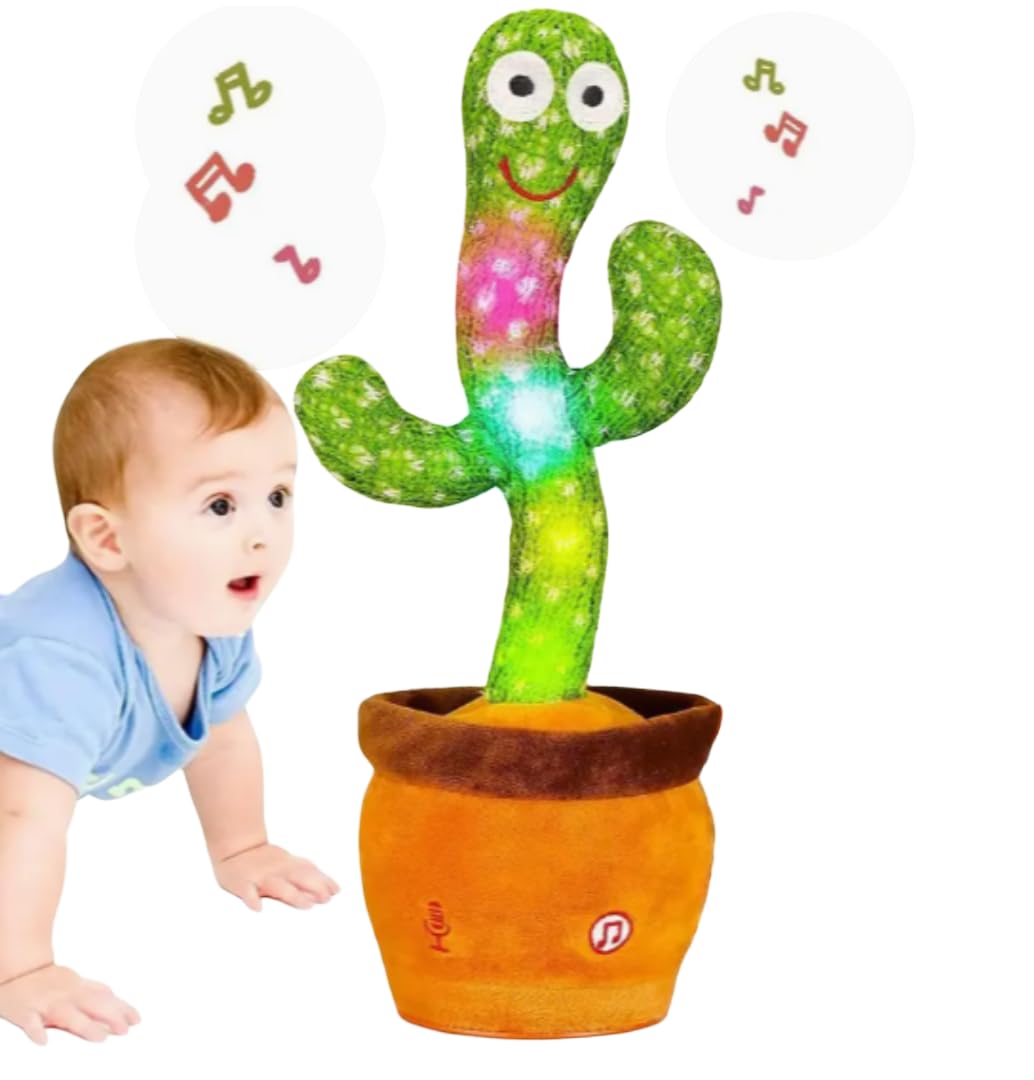 Fresh & Fancy Talking Cactus Toy - Fun Dancing/Singing Cactus Voice-Activated Toy – Interactive Silly Repeating Toy – Musical Baby Cactus Toy for Kids – Requires 3 AA Batteries (not included)