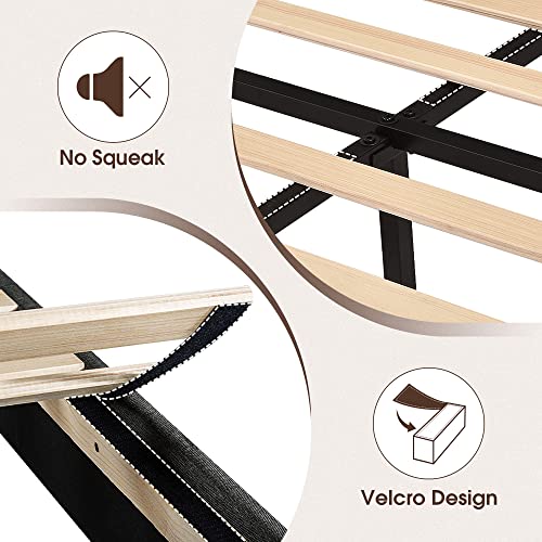 Weeway Full Size Platform Bed Frame With Adjustable Curved Rhombic Button Tufted Design Headboard, No Box Spring Needed, Easy Assembly, Dark Grey #TOP4