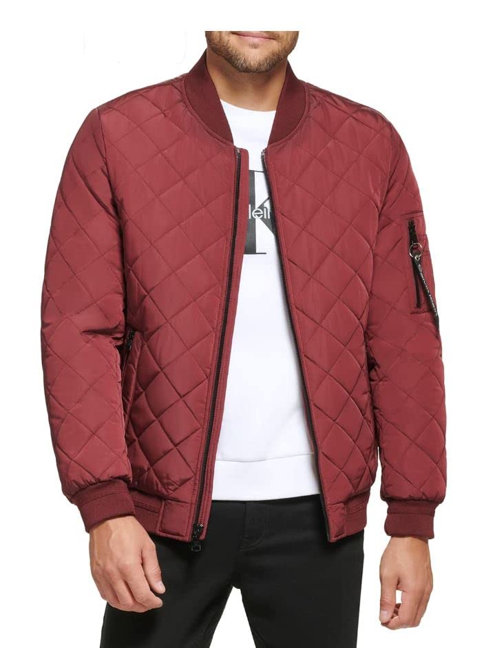 Calvin Klein Mens Quilted Zipper Detail Flight Jacket