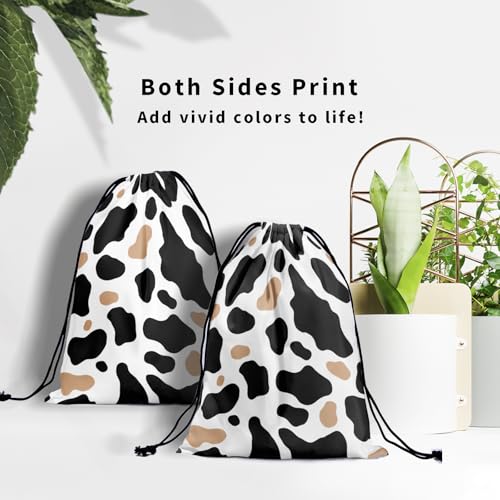 Image of Nerxy Cow Print Gymnastics Grip Bag - Cowhide Grips Bags Animal Drawstring Gym Bag for Gymnasts Cow Gym Pouch Bags Adjustable