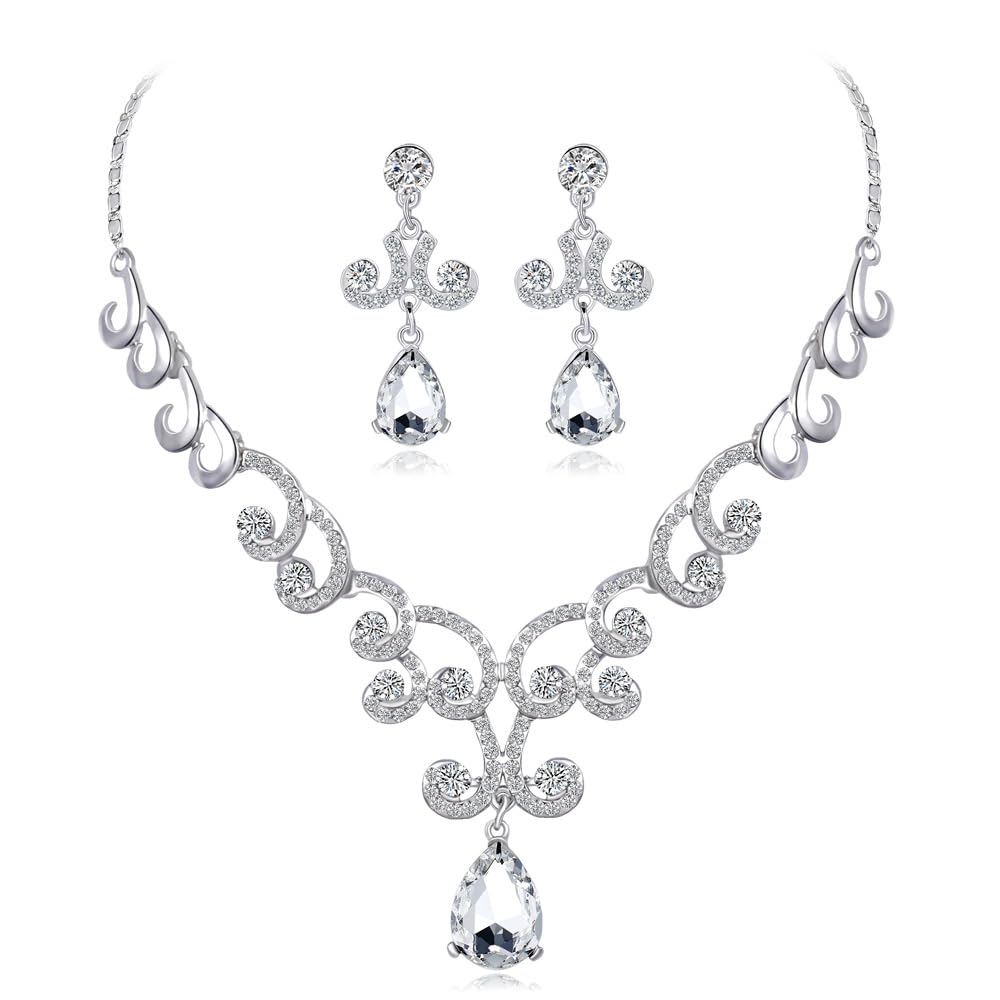 Shining Diva Fashion Latest Stylish Fancy Crystal Diamond Necklace Jewellery Set for Women (15215s) (White) (B0CCLGQTR1) Amazon Price History, Amazon Price Tracker