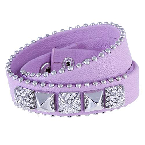 Juicy CoutureWomen's Purple Skinny Leather Wrap Pyramid Bracelet [YJRU6494 PL]