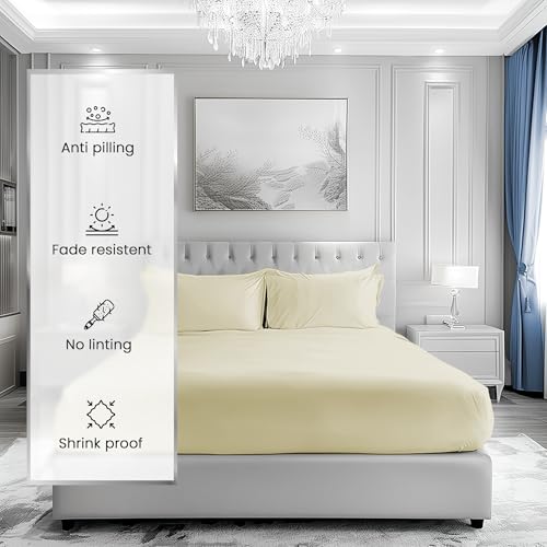 Image of Queen Size Bed Sheets, 1000 Thread Count Sheets Queen Size Bed Set - Ivory