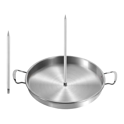 CALANDIS Beer Cans Chicken Roaster Holder Corn Steak Food Grade for Whole Fish BBQ | 2 Upright Skewers 1 BBQ Tray