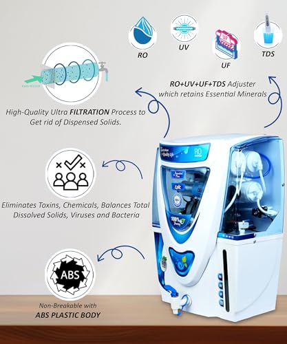 Image of Aquatec Plus - Epic 15L RO+UV+UF+TDS Water Purifier for Home (White) Work Up to 2500 TDS