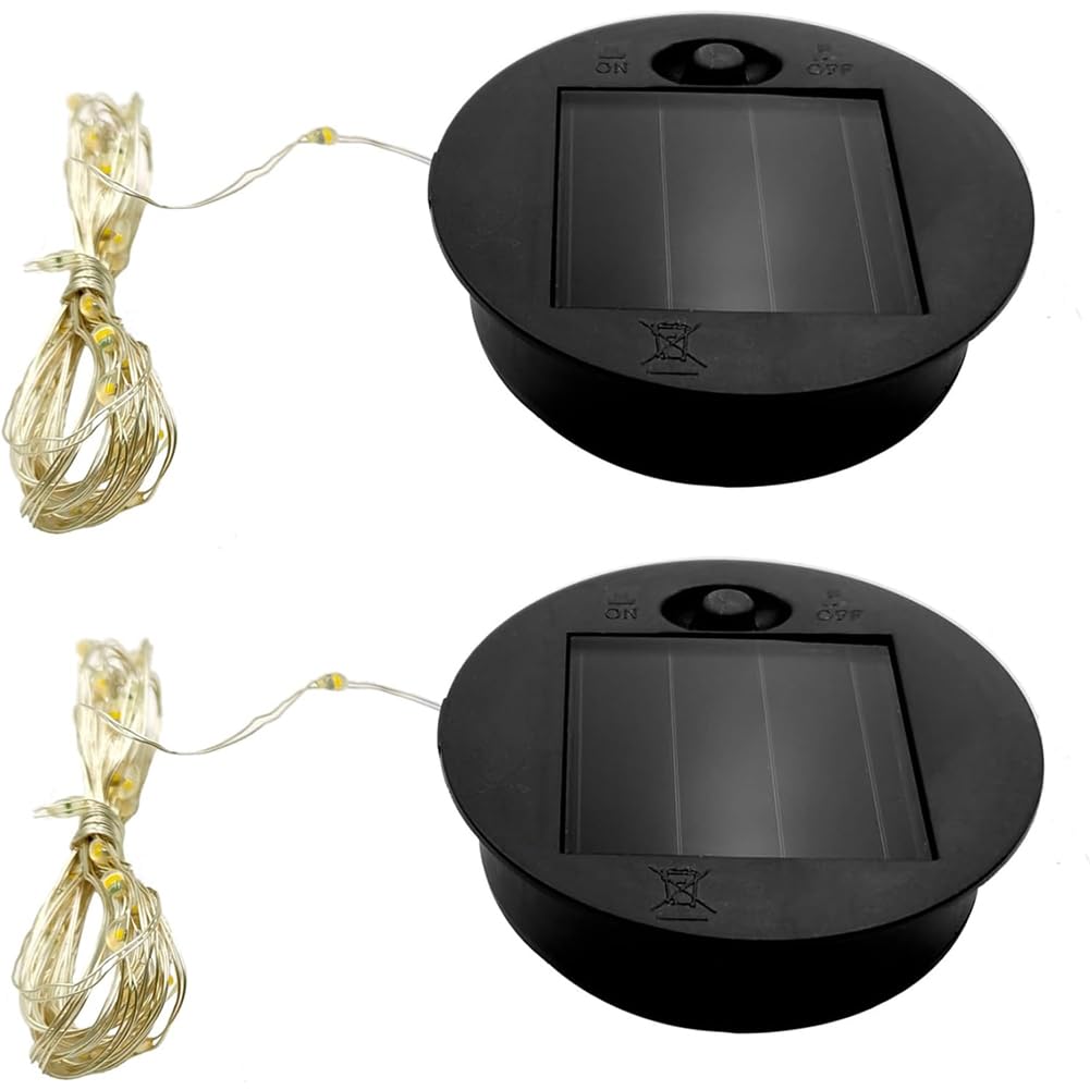 EIRZNGXQ Solar Light Replacement Top, Solar Watering Can String Lights Replacement Top, Solar Panels for Garden Lights, Round Solar Light Replacement Panel for Garden Light (2)