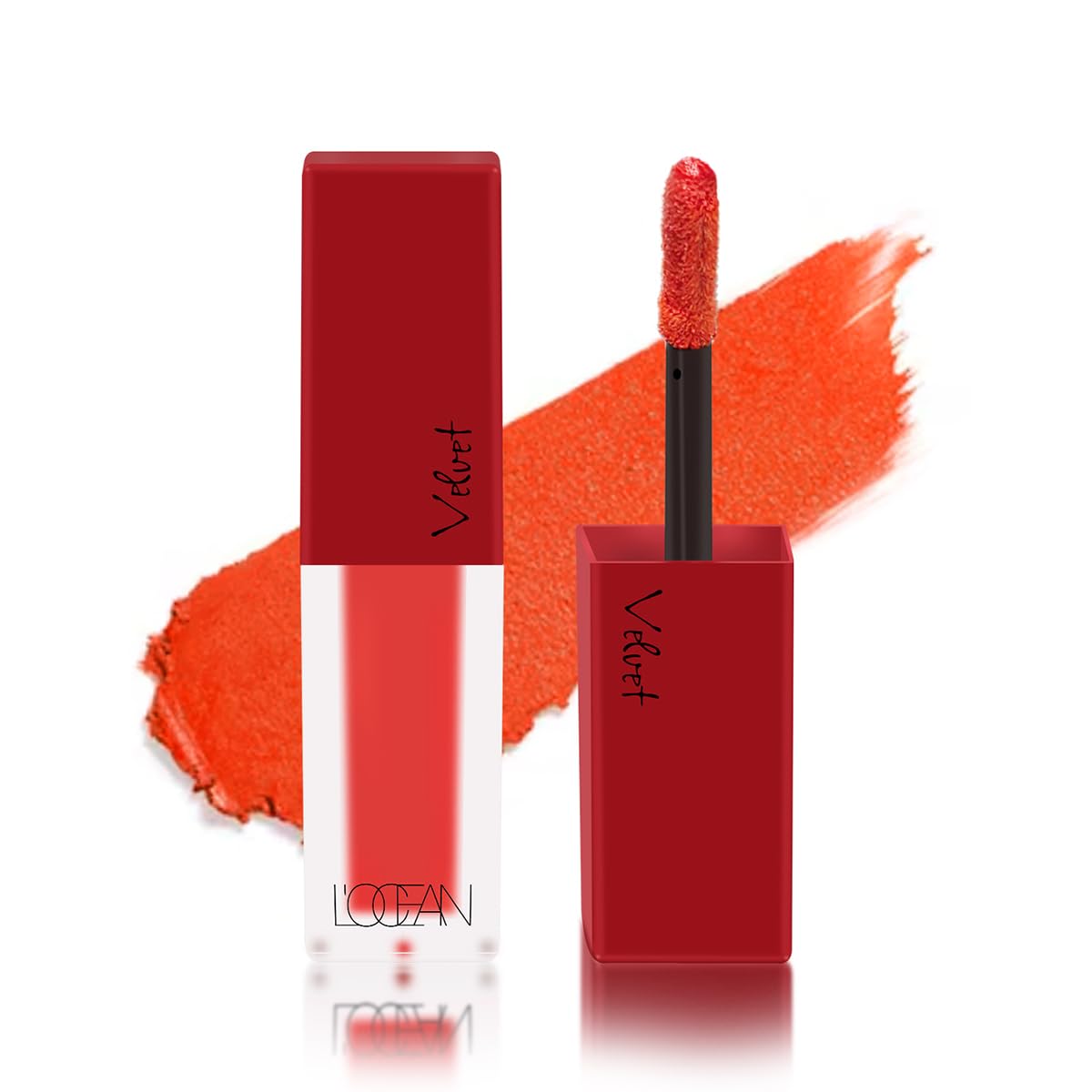 L'OCEAN Velvet Lip Mousse - Long Lasting Matte Lip Tint, 3.7g (#03 Scarlet Orange)