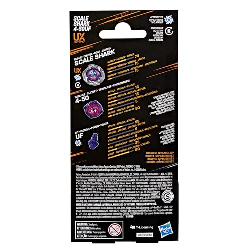 Image of BEY BLADE X Scale Shark 4-50UF Booster Pack Set with Takara Tomy Attack Type Top, Battling Tops Game Toys, Ages 8+