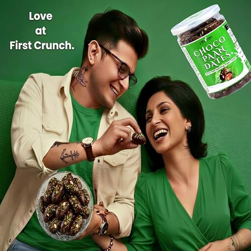 Image of FIDVOJO Luxury Choco Paan Stuffed Dates - Banarasi Paan Filled Premium Dates with Dark Chocolate Coated | Guilt-Free Healthy Mithai & After-Meal Mukhwas (Refreshing Mouth Freshener) | 200g