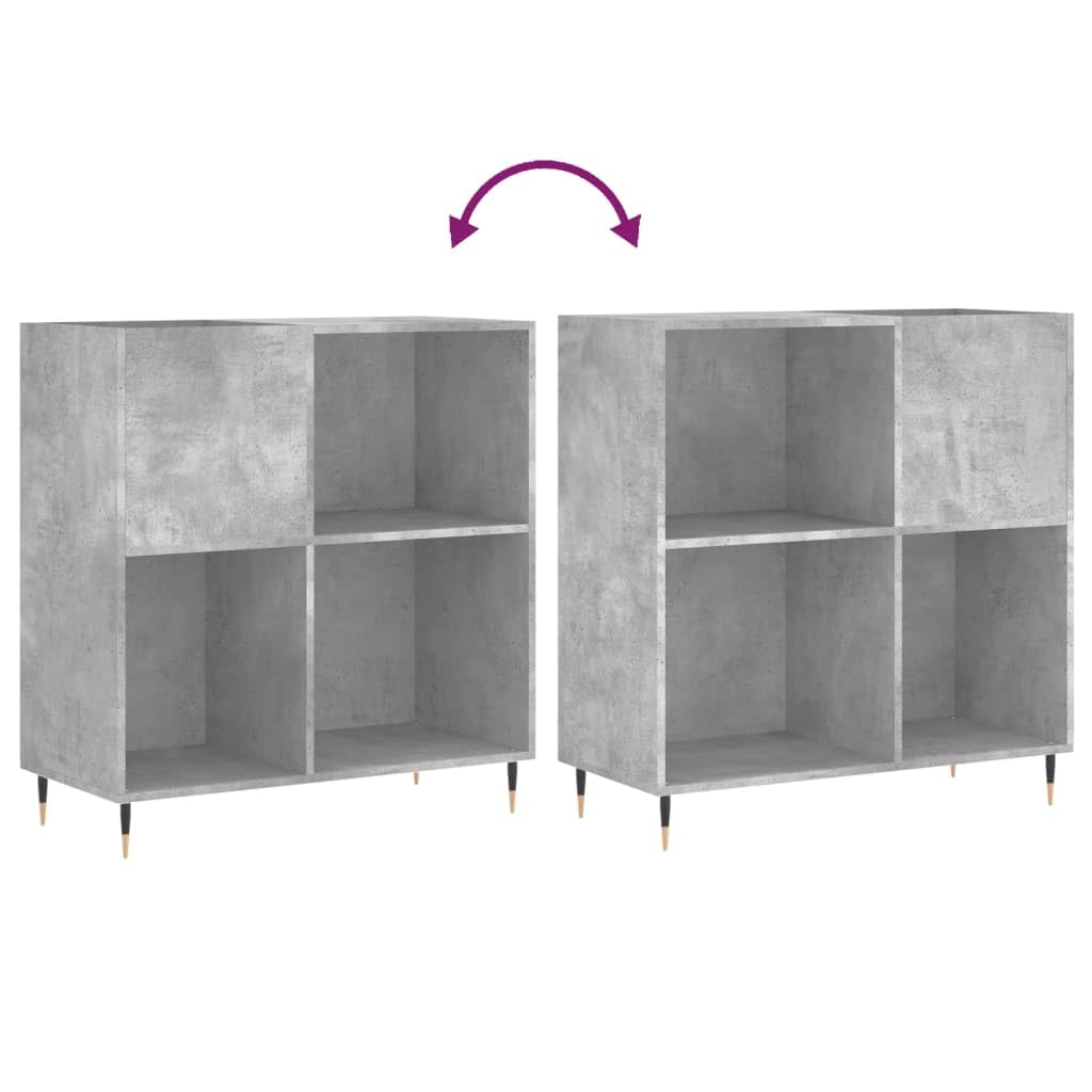 vidaXL Armoire à Disques, Support de Tourne-Disque, Armoire Latérale avec Rangement, Buffet de Salon, Moderne, Gris Béton Bois d'Ingénierie