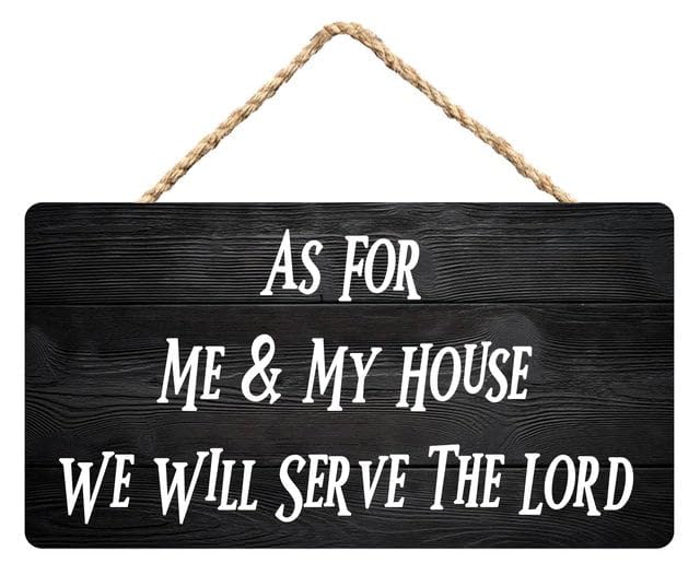 As for Me & My House We Will Serve The Lord Wooden Hanging Wall Door Sign - Christian Home Decor for Living Room Entryway 12X6 Inch