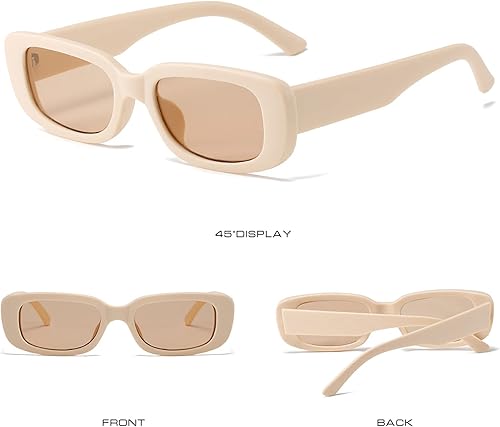 Miniatura 5 de KUGUAOK Gafas de sol rectangulares retro para mujeres y hombres, gafas de sol cuadradas pequeñas con protección UV