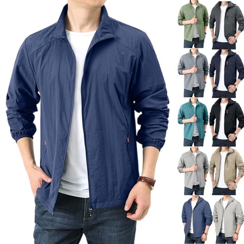 Men's Fashion Lightweight Windbreaker Coat Waterproof Soft Shell Rain Jackets, M-3XL