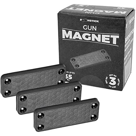 Boomstick Gun Accessories BOOM-10094-3PK Concealed Gun Magnet Holder Perfect For Desk Under Table Bed Holds Up To 35lbs, Qty 3 Cover