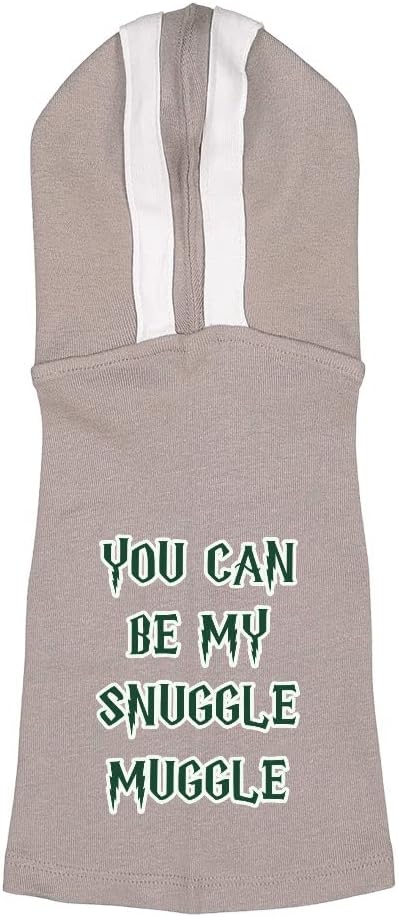 You Can Be My Snuggle Muggle Dog Shirt with Hoodie - Funny Quote Dog Hoodie - Printed Dog Clothing - Black White, M