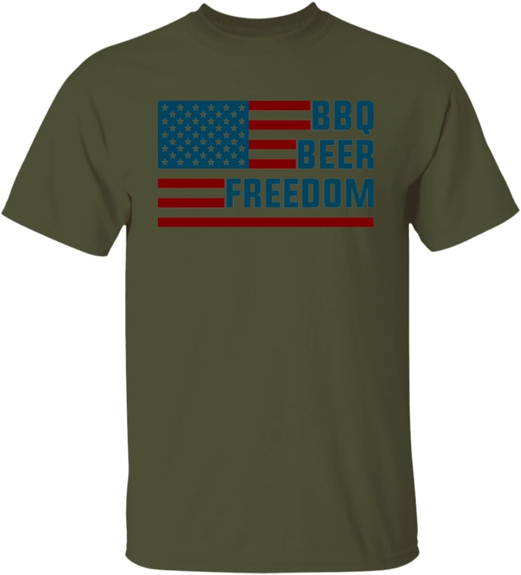 Men's BBQ Beer Freedom American Flag T-Shirt