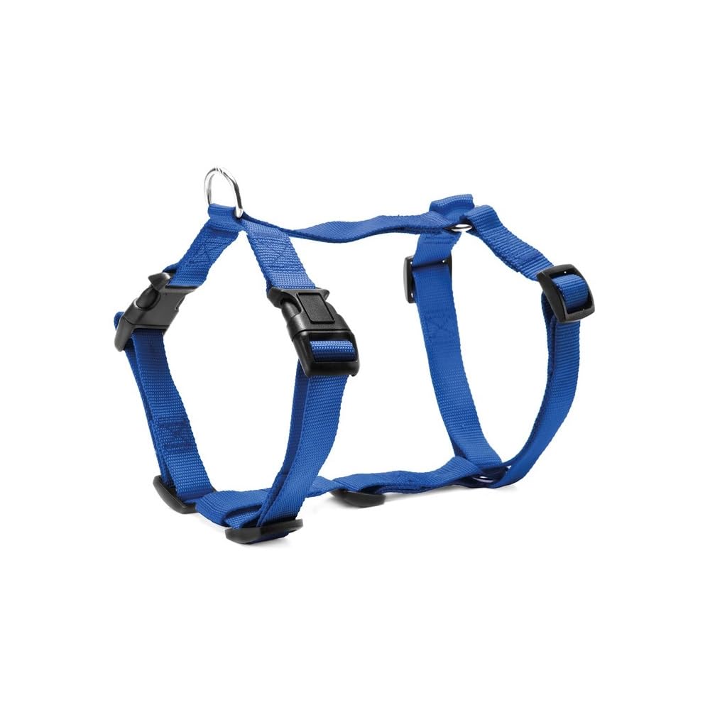 Record - Pettorina per Cani con Finitura in Plastica – Regolabile – Modello ad H - Realizzata in Nylon - Taglia L - Circonferenza 51-72 cm - Colore Blu