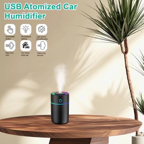 Image of STHIRA 230ml Car Humidifier, Car Humidifier Diffuser, 2 Mist Modes with Colourful Lights, Essential Oil Diffuser, Automatic Shut-Off USB Power Supply Mist for Home, Office, Travel
