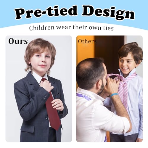 Boys Tie, Pre-tied Kids Tie Adjustable Ties for Boys Solid Color Clip on Ties for Boys School/Graduation/Wedding4