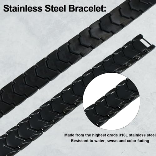 KYOSI Black Bracelet for Men Links Stainless Steels Mens Bracelet Accessories Fashion Jewelry 8.66 inches Fathers Day Gift4
