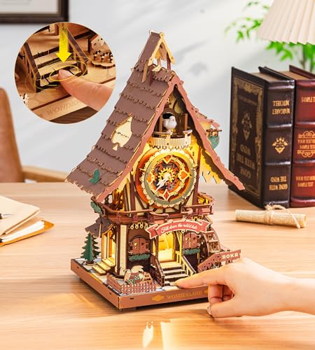 image for ROKR Cuckoo Clock Mechanical 3D Wooden Puzzle Kit for Adults, DIY Wood