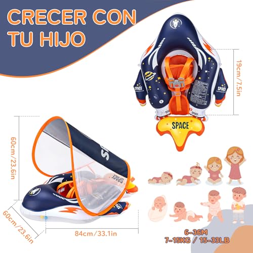 Miniatura 2 de Ieeilulu Flotador Bebe Con Sombrilla, Flotador Bebe Inflable Con Asiento, Anillo De Natación Para Bebé, Flotador De Piscina Para Bebé Para Piscina, Playa Y Vacaciones 6-36 Meses