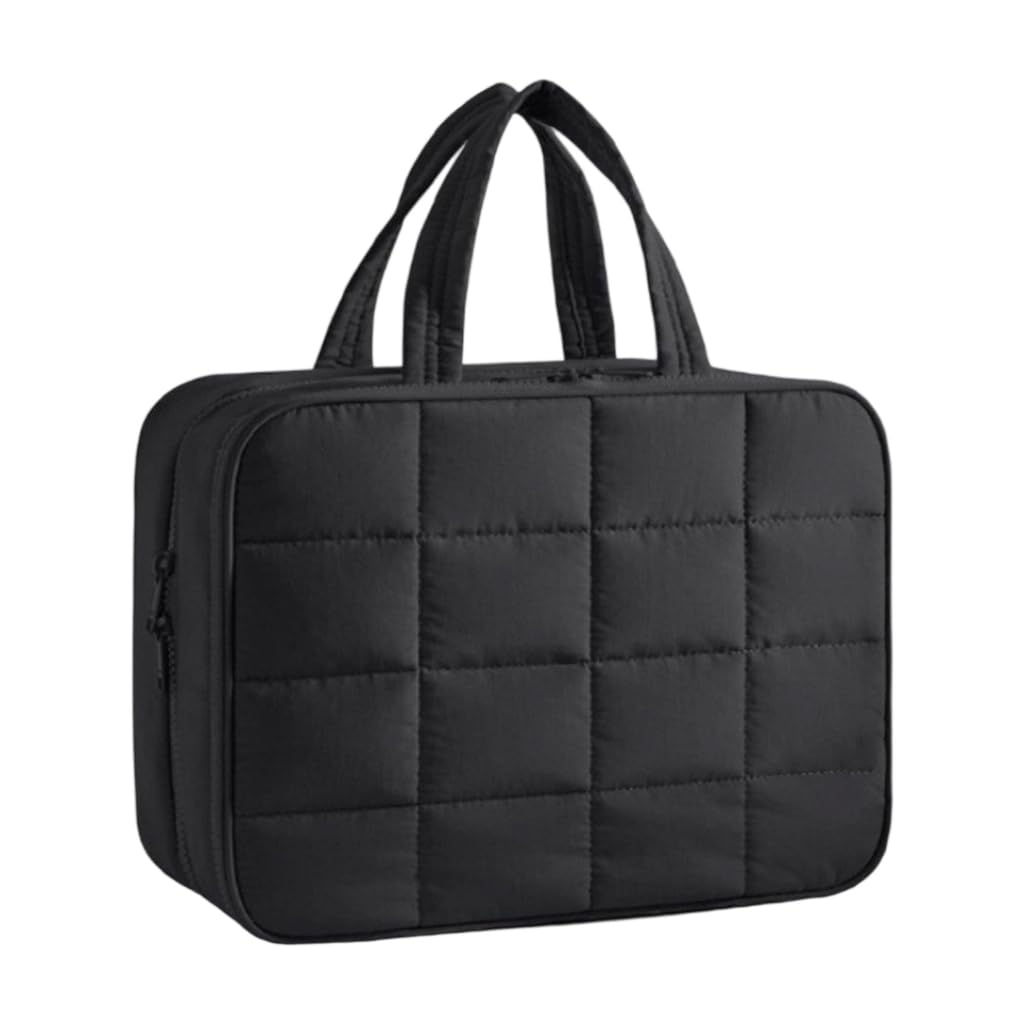 Organizer da viaggio per articoli da toeletta con scomparti multipli, impermeabile, in poliestere leggero, per viaggi di lavoro, nero, 12x28x20cm, moderno
