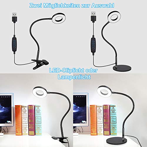 Anpro LED Klemmleuchte Schwanenhals Klemmleuchte, Clip Tischlampe 3 Modi & 10 Dimmstufen für Bett Schreibtisch Büro… – Bild 6