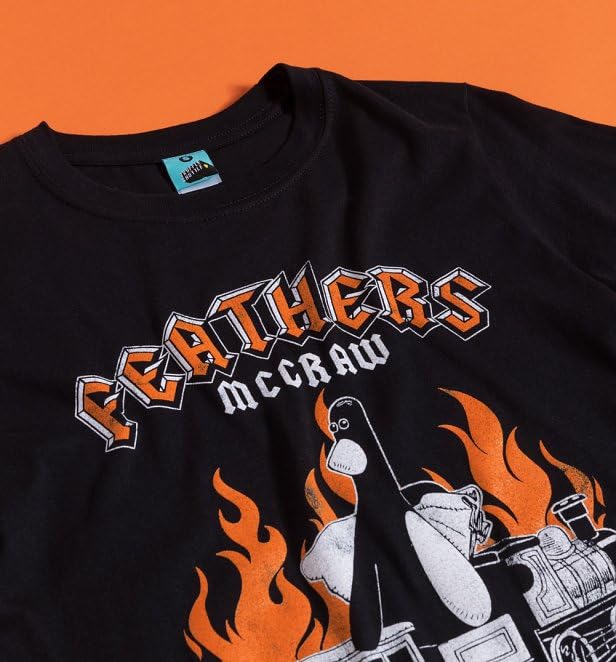 T-shirt Wallace and Gromit Feathers McGraw rock noir pour fan de pop culture vintage - 3