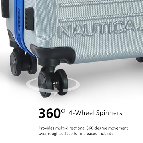 Image of Nautica Trolley Luggage Bag 20 inches - Lightweight | ABS Hardshell Material|Trolley with 4 Spinner Wheels and Resetable Combination Lock | Unisex | Small Cabin Trolley Bag for Men & Women, Silver