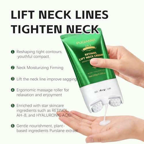Image of Retinol Neck Firming Cream with Exclusive AH8 Complex, Hyaluronic Acid Anti-Aging Moisturizer, Multi-Use Skin Care for Face, Neck & Body, Helps Smooth Crepey Skin, Fine Lines & Wrinkles, 4.23oz