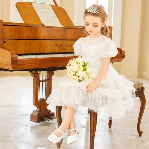 Furdeour Toddler Girls Mary Janes Shoes Low Heel Ballet Flats Wedding Party Dress Shoes for Kids3