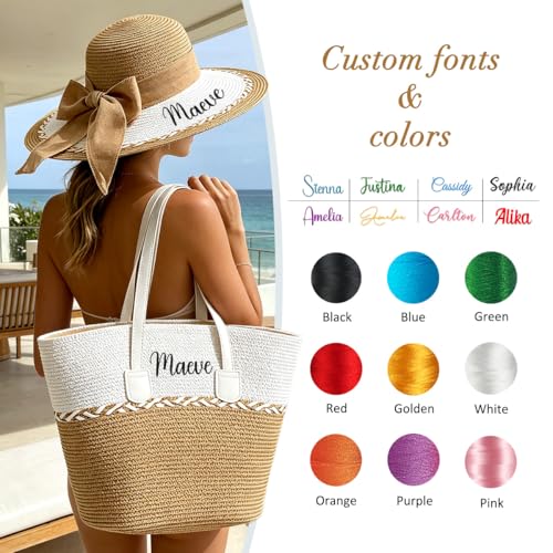Bolso de playa de verano personalizado para mujer con sombrero miniatura 4