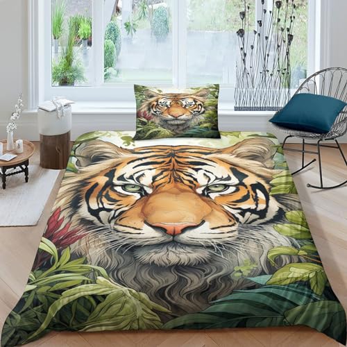Housse de couette Tigre 3D cadeau idéal pour lit simple 135x200cm